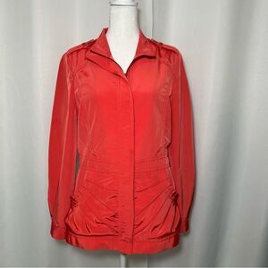 St. John Yellow Label Orange Ruched Lightweight Zip Up Jacket Size 4